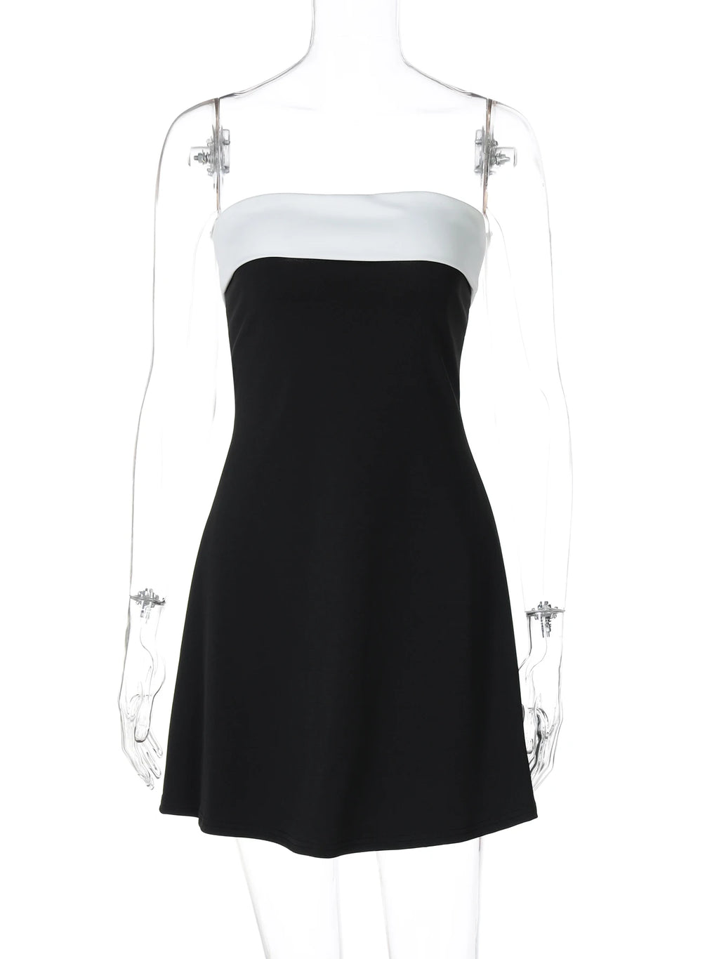 Hugcitar Colorblock Patchwork Bandeau Mini Dress – Sexy Bodycon Summer 2025, Party & Festival