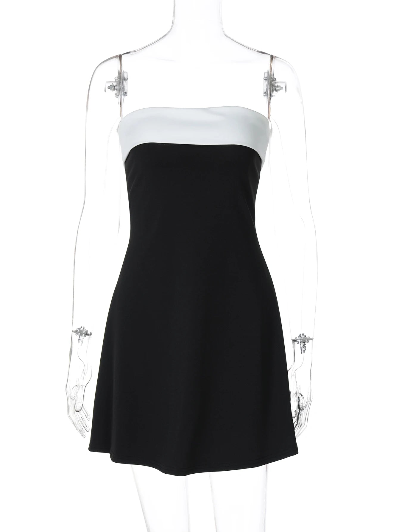 Hugcitar Colorblock Patchwork Bandeau Mini Dress – Sexy Bodycon Summer 2025, Party & Festival
