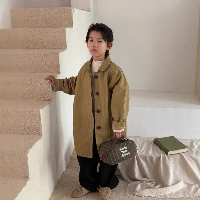 2025 Autumn High-end Children's New Stylish Medium to Long Versatile Windbreaker Jacket