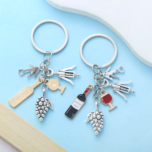 1pc Fashionable Charms Unique Red Wine Cup Series Keychain Purse Bag Backpack Car Charm Accessory Women Men Gift