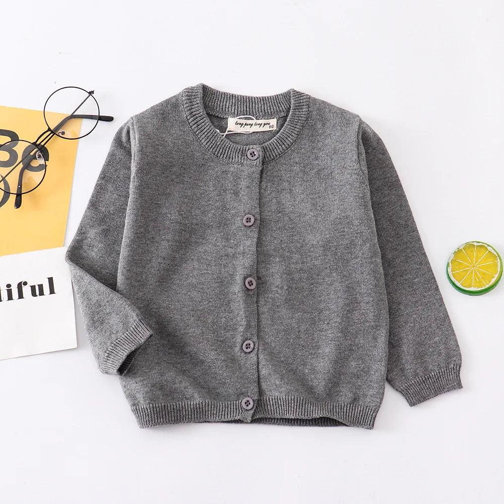 1-9Years Solid Color Baby Cardigan Boy Girl Newborn 9 to 12 18 Months Cotton Unisex Kids Knitted Cardigans Coat Children Clothes
