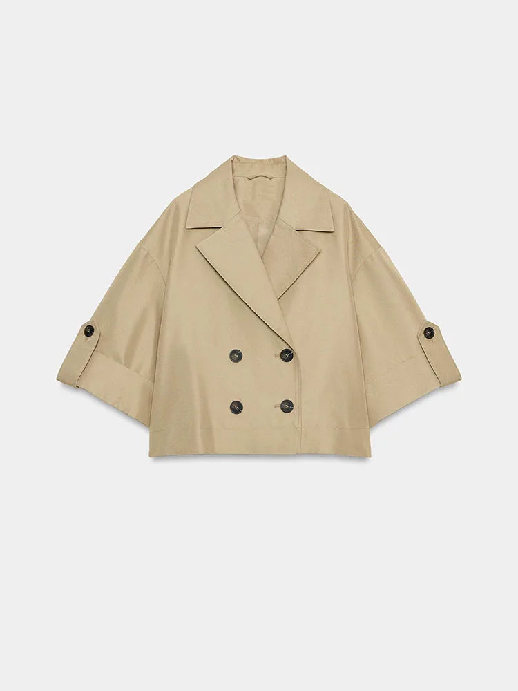 Fashionable Casual Short Sleeve Turn-down Collar Short Windbreaker Women's New Arrival Summer 2026 Compact Fit Other 100%