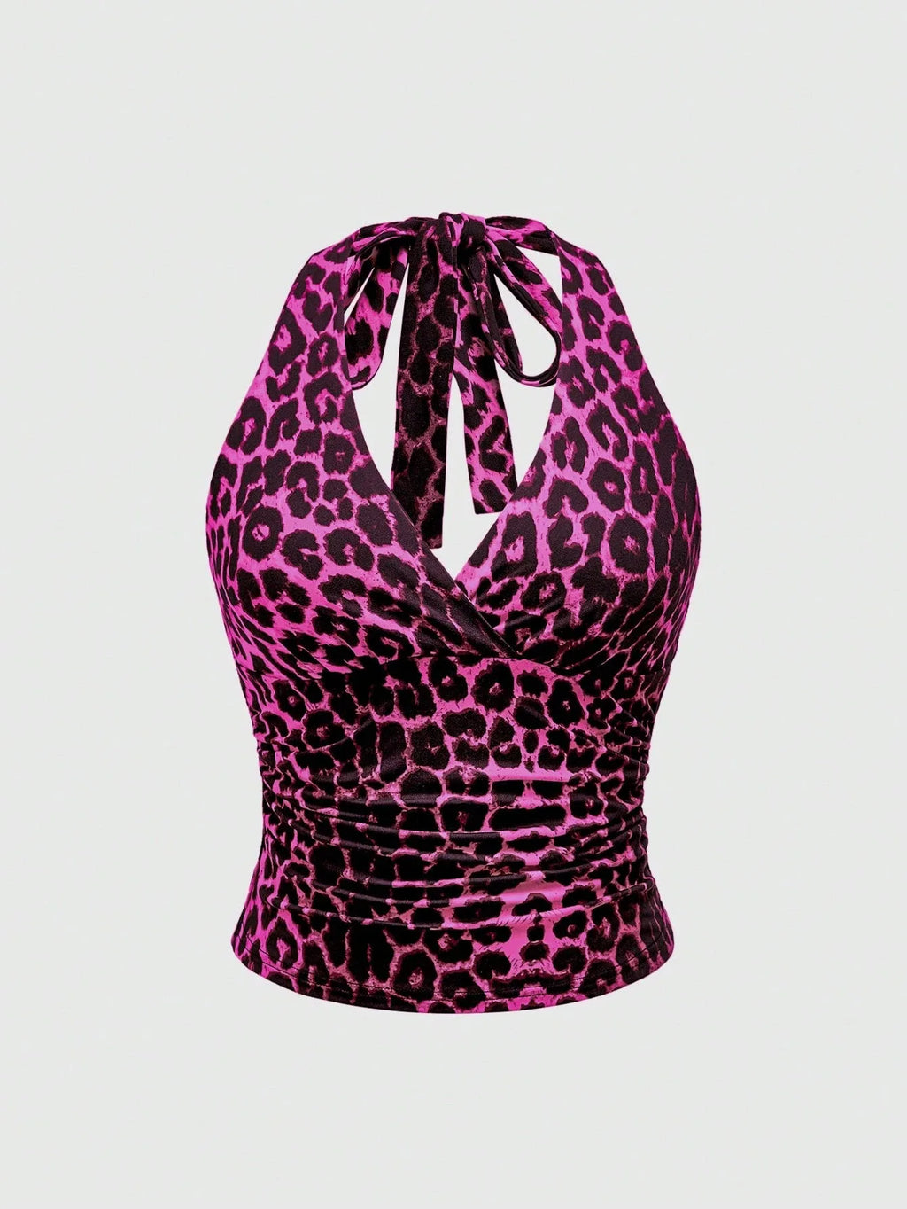 Top sans manches décontracté pour femmes, imprimé léopard rétro, dos nu, col halter, sexy, dos nu, à lacets, Ropa Para Mujer