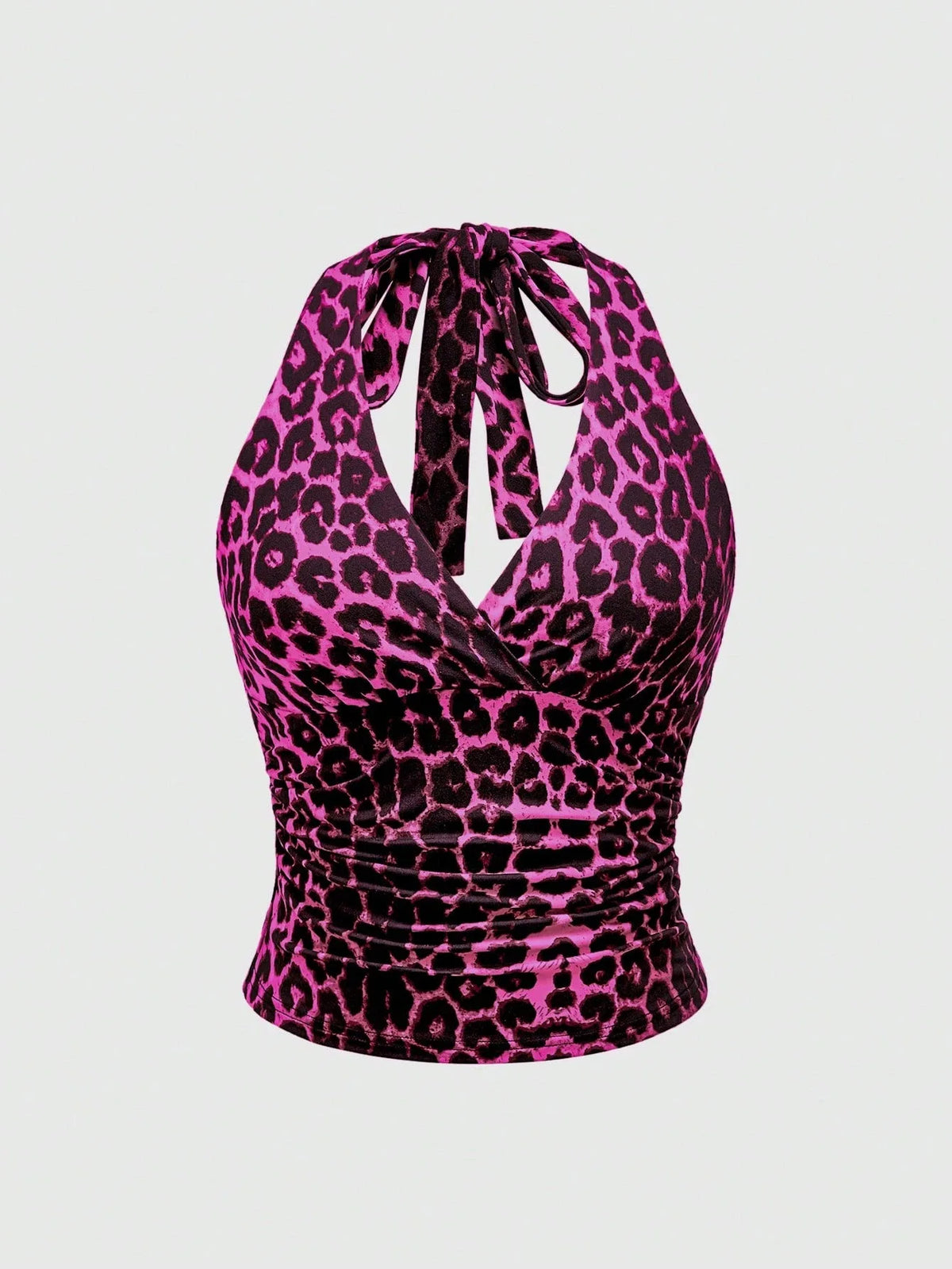 Top sans manches décontracté pour femmes, imprimé léopard rétro, dos nu, col halter, sexy, dos nu, à lacets, Ropa Para Mujer