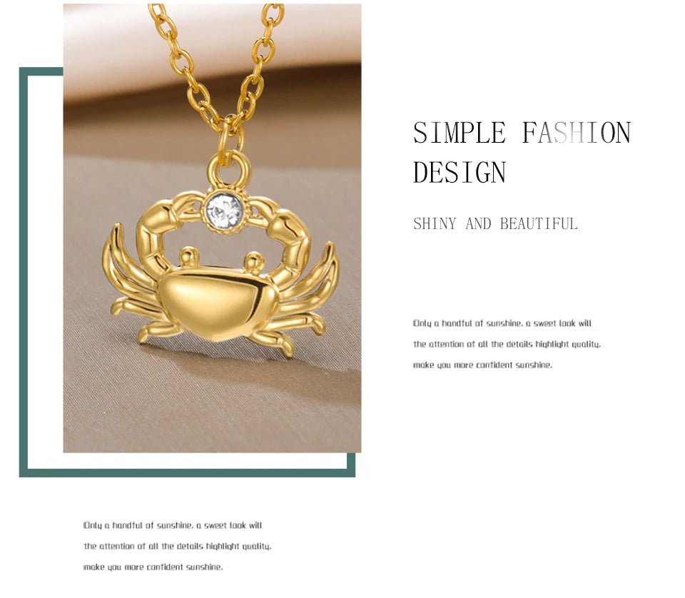 Unift Boho Ocean Style Sea Crab Necklace for Women Stainless Steel Gold Color Aesthetic Fashion Beach Summer Jewelry Gift New