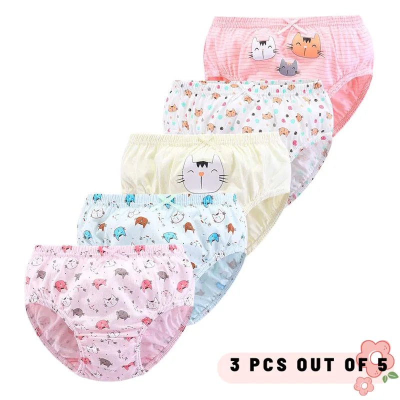 3Pcs/Lot Children Triangle Underwear High Quality Cotton Washable Girls Briefs Cute Cat Cartoon Kids Panties For Girl 3-14 Years
