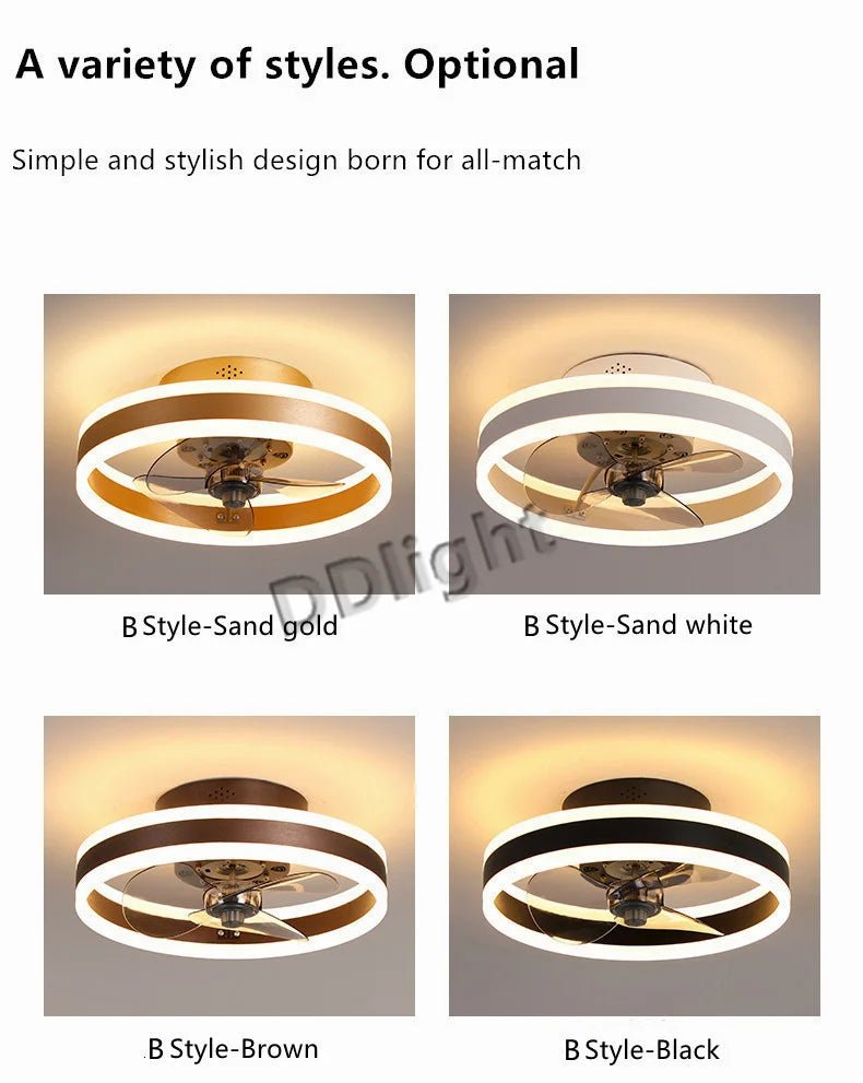Ventilateur Plafonnier LED Intelligent avec Télécommande – Dimmable, Décor Chambre & Salon | Smart Fan
