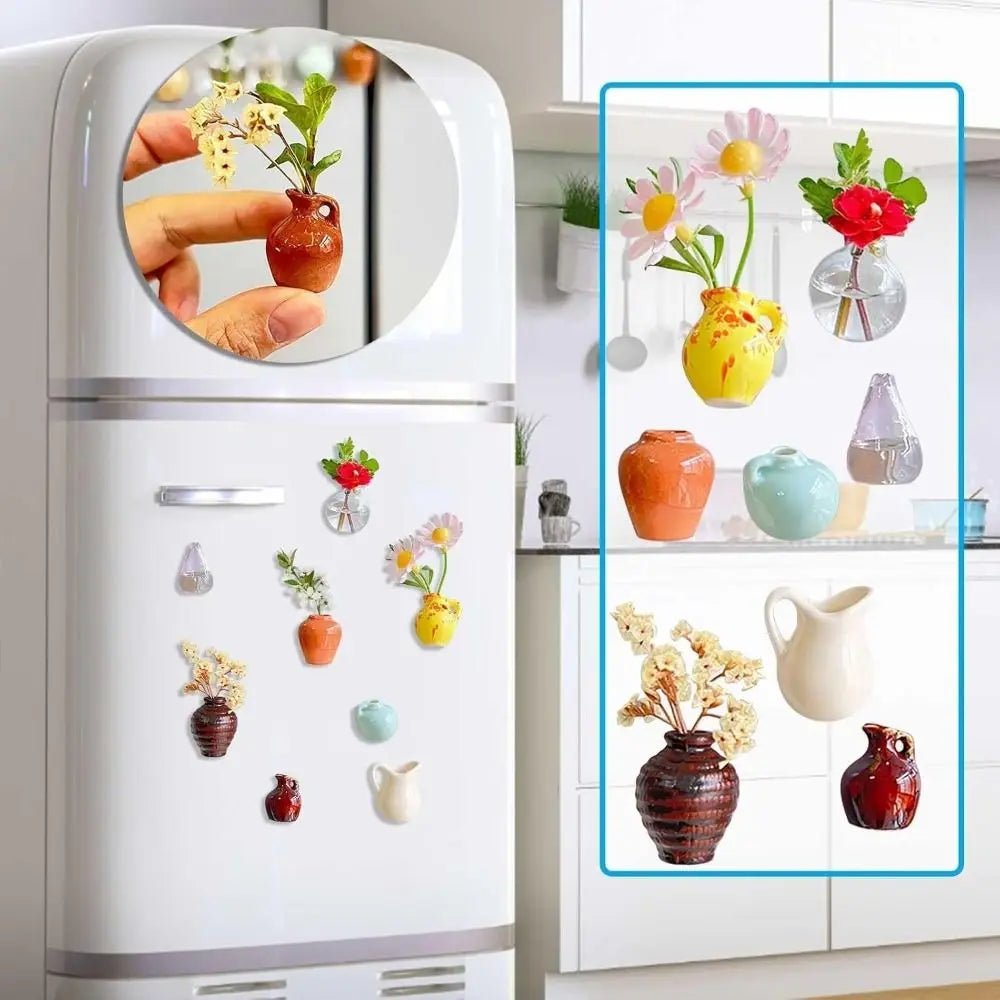 Simulation Mini Vase Fridge Magnets Durable Home Decor Ceramic Vase Refrigerator Sticker Creative Whiteboard Decoration