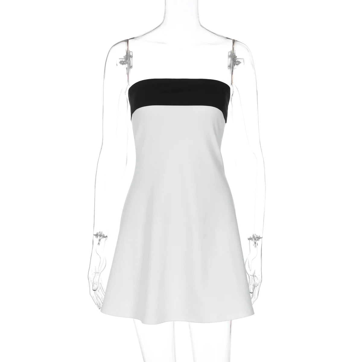Hugcitar Colorblock Patchwork Bandeau Mini Dress – Sexy Bodycon Summer 2025, Party & Festival