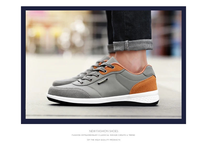 YRZL Men's Shoes Spring Autumn Waterproof Walking Sneakers Leisure Male Leather Sports Shoes Non-Slip Footwear Tennis for Men