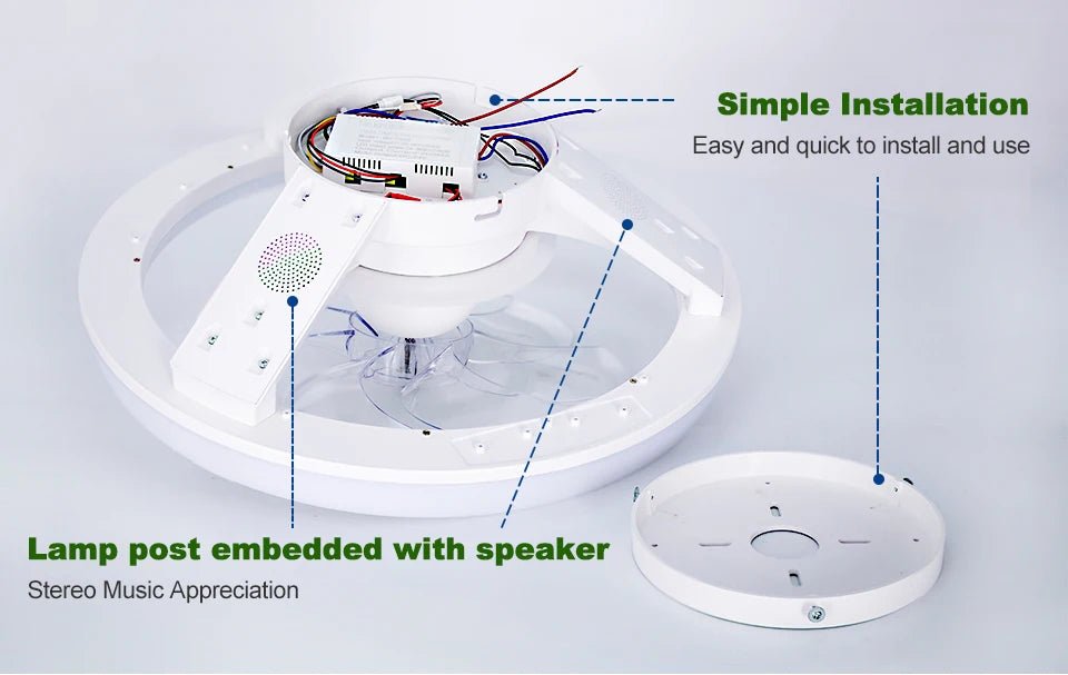 Ventilateur Plafonnier LED RGB 7 Pales – Bluetooth, Télécommande & Musique | BENEWTON