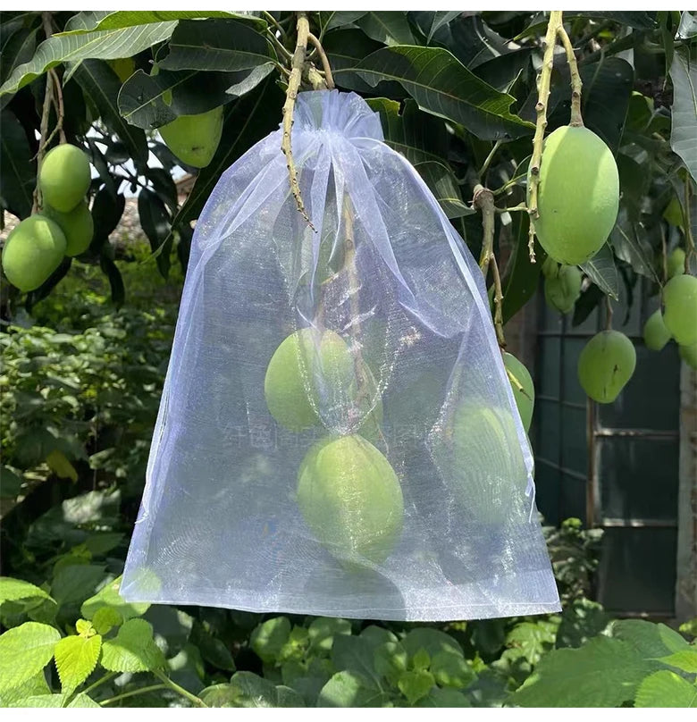 20-100pcs Strawberry Grapes Fruit Grow Bags Netting Mesh Vegetable Plant Protection Bags For Pest Control Anti-Bird Garden Tools