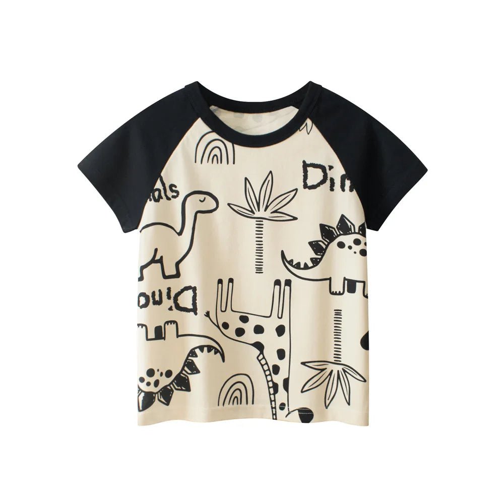 2025 Children Cartoon T-Shirts Cute Clothes for Boy 100% Cotton Bear Dinosaur Kids Girls Short Sleeve Casual Sport Top Tees