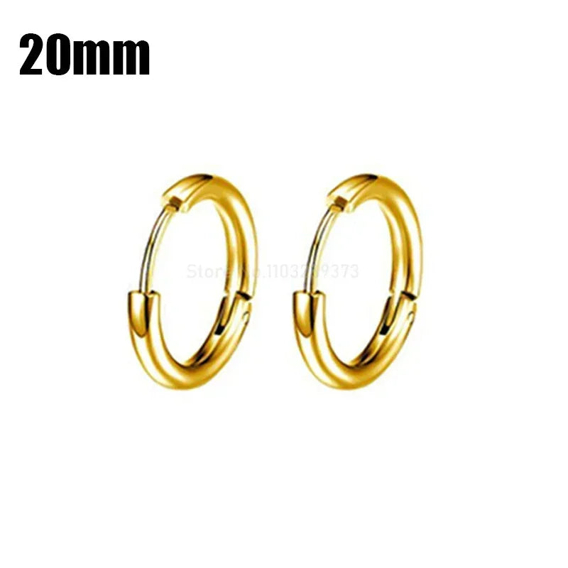 8-20mm Simple Stainless Steel Small Hoop Earrings for Women Men Minimal Gold Silver Black Color Huggie Hoops Jewelry Accessories