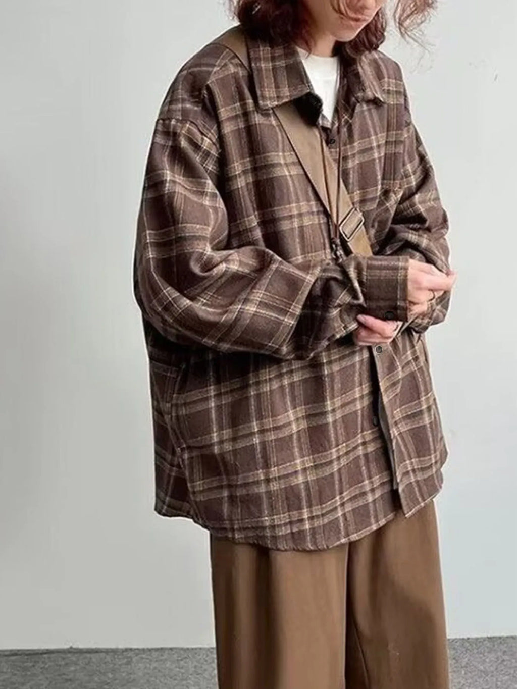 Women's Plaid Long-Sleeve Shirt, Retro Style, Loose Fit, Korean Version, Spring Wear, Student Jacket