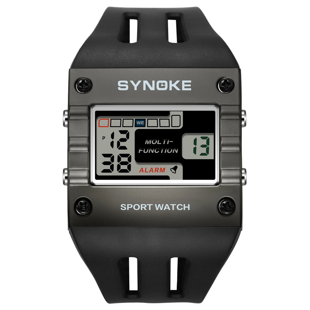 SYNOKE Montre de sport numérique pour homme, gros chiffres, grand cadran à grands chiffres, facile à lire, étanche, montre militaire de course