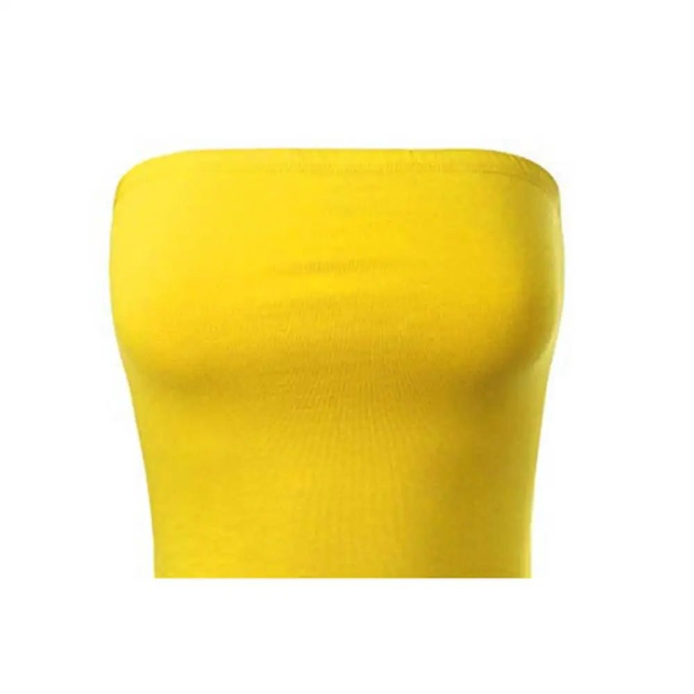 Club Bar Women Sexy Solid Color Vest Strapless Cropped Mini Bustier Slim Elastic Tube Top