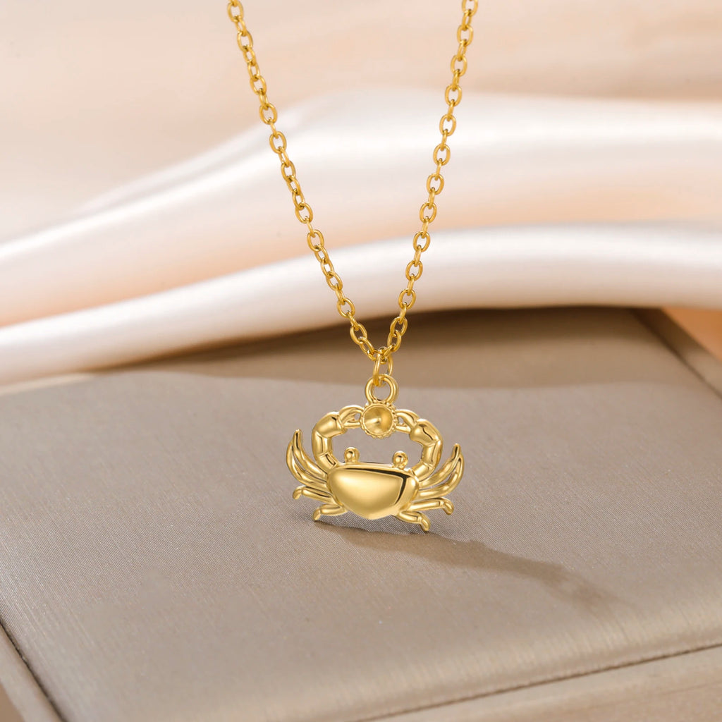 Unift Boho Ocean Style Sea Crab Necklace for Women Stainless Steel Gold Color Aesthetic Fashion Beach Summer Jewelry Gift New