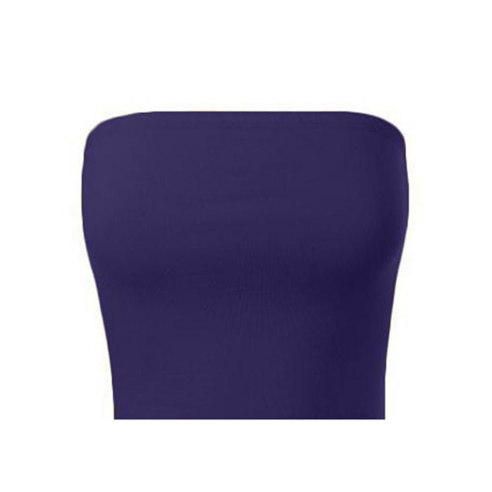 Club Bar Women Sexy Solid Color Vest Strapless Cropped Mini Bustier Slim Elastic Tube Top