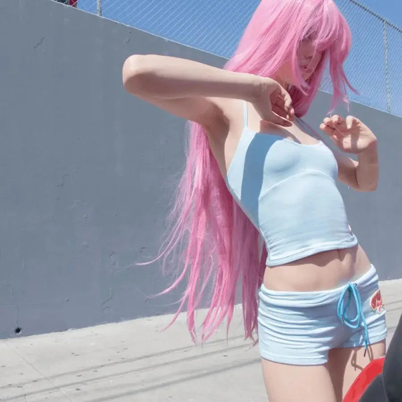 Y2k haut court lettre graphique imprimé Grunge Streetwear Harajuku Camis décontracté été Camis EmoGirl esthétique femmes Shorts pantalon Sexy