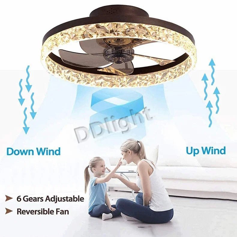 Ventilateur Plafonnier LED Intelligent avec Télécommande – Dimmable, Décor Chambre & Salon | Smart Fan