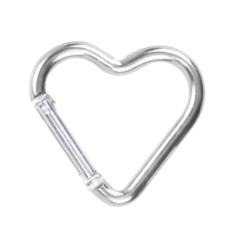 1 Pcs Heart-shaped Aluminum Carabiner Key Chain Clip Outdoor Keyring Hook Water Bottle Hanging Buckle Travel Kit Accessories