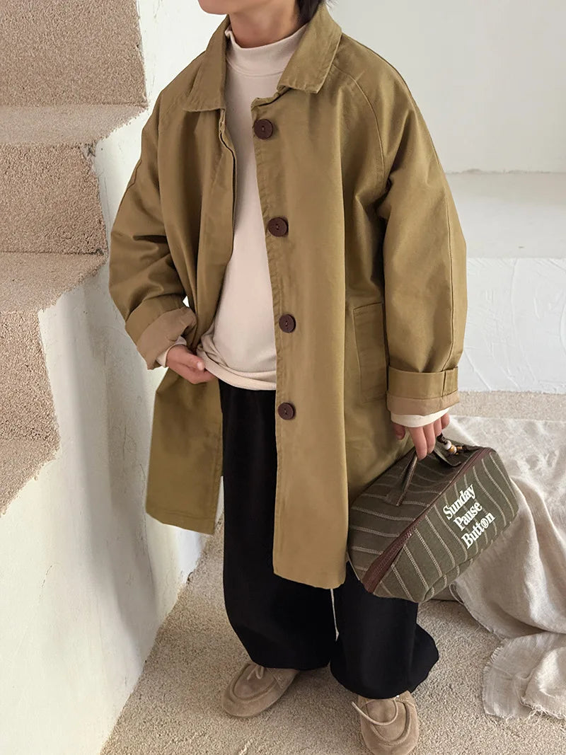 2025 Autumn High-end Children's New Stylish Medium to Long Versatile Windbreaker Jacket