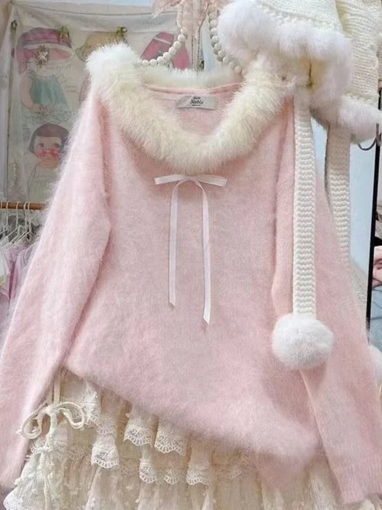 Pull Épaules Dénudées Nœud Femme – Tricot Y2K Sexy & Élégant Automne Hiver