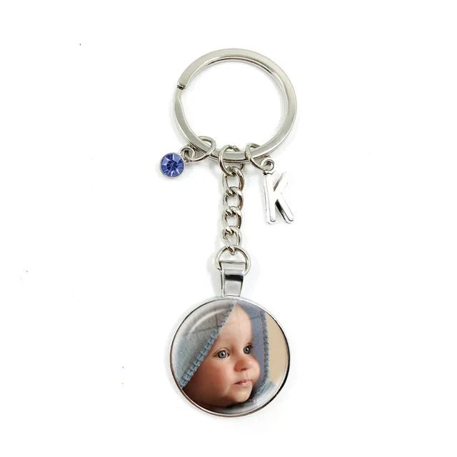 Personalized Custom Keychain Birthstone 26 Letters Photo Mum Dad Baby Children Grandpa Parents Pendant Keyholder Keyring Gift