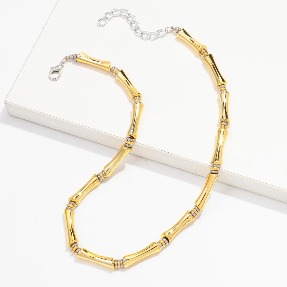 Boho Acrylic Bamboo Curved Tube Stackable Necklaces Bracelet for Women Men HipHop Resin Elbow Beads Choker Necklace 2024 Jewelry