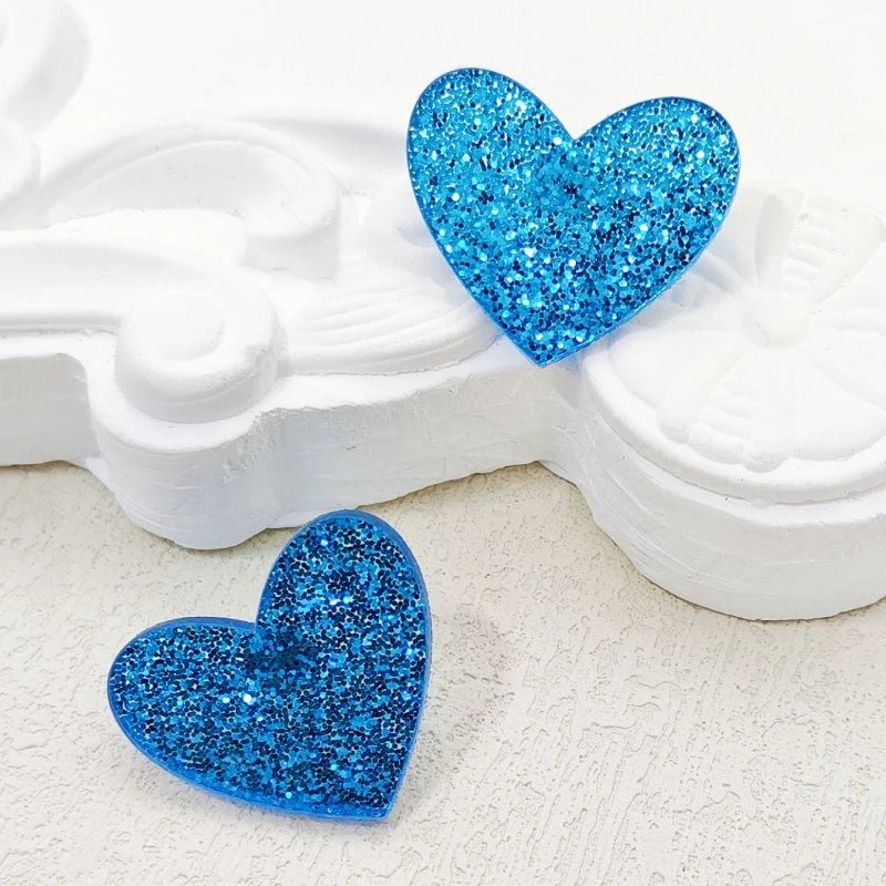 KUGUYS Cute Glitter Peach Heart Stud Earring for Women Acrylic Fashion Summer Jewelry Accessories