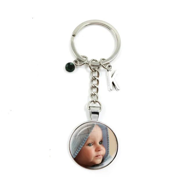 Personalized Custom Keychain Birthstone 26 Letters Photo Mum Dad Baby Children Grandpa Parents Pendant Keyholder Keyring Gift