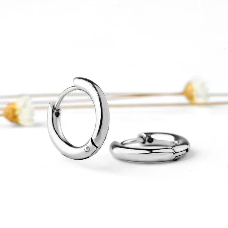 8-20mm Simple Stainless Steel Small Hoop Earrings for Women Men Minimal Gold Silver Black Color Huggie Hoops Jewelry Accessories