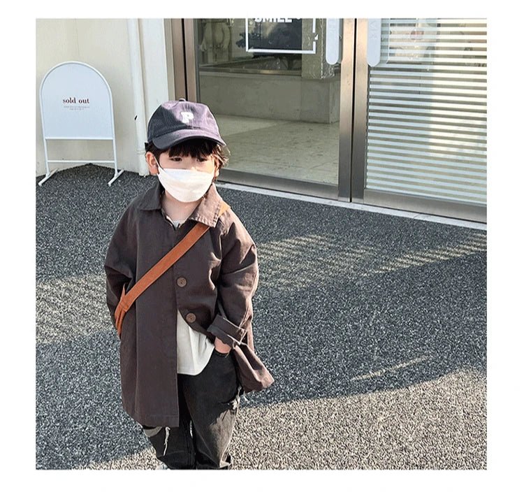 Kids Boys Girls Thin Jacket Coats 2025 New Arrival Children Csual Long Windbreaker Apricot Coffee Navy Spring Autumn Cotton Tops