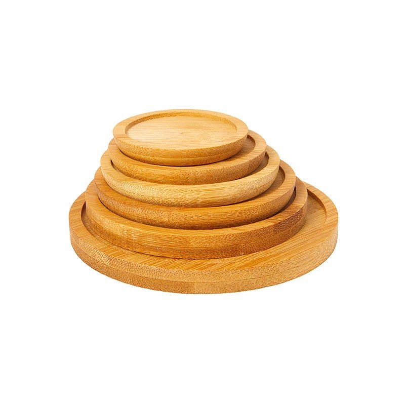 1Pc 6-12cm Bamboo Tray Bonsai Holder Round Plant Stand for Succulent Pot Wood Flower Pot Holder Garden Tools