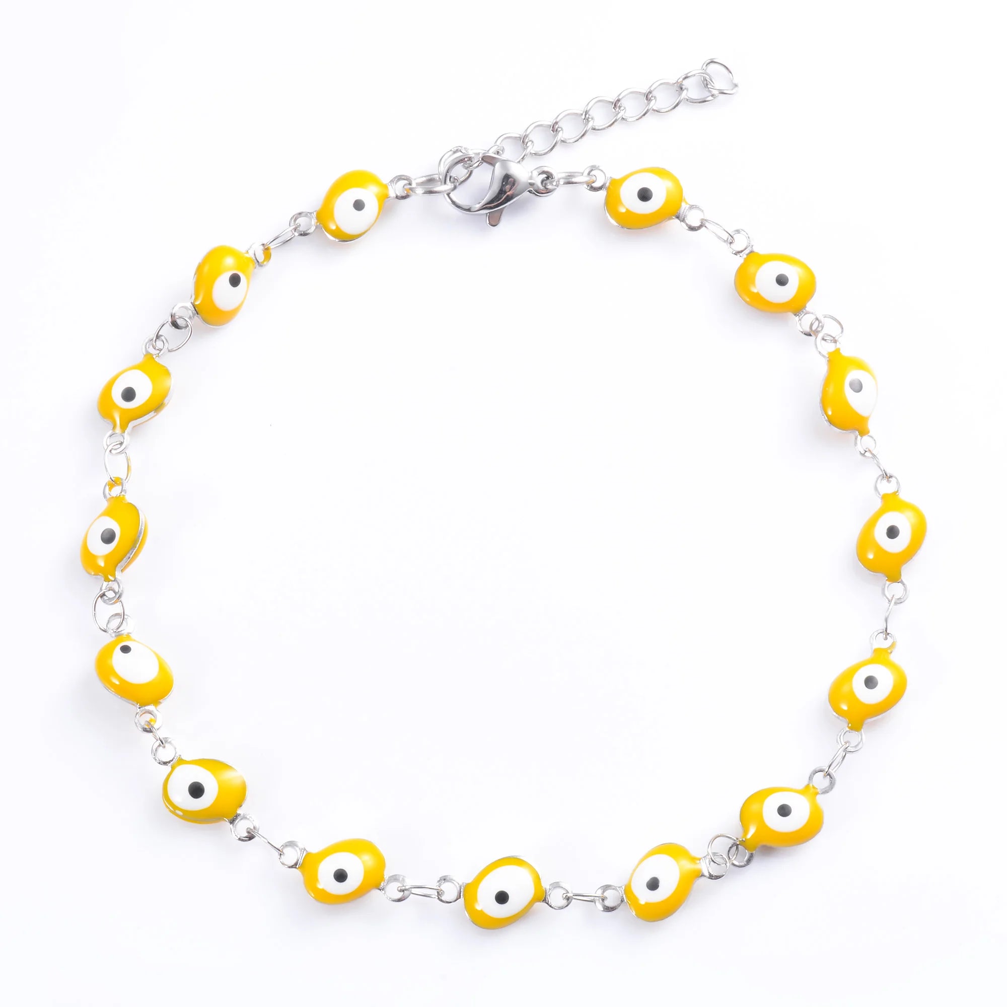 Colorful Turkish Evil Eye Stainless Steel Bracelet for Women Link Chain for Hand Foot Girl Anklet Summer Jewelry Accessory