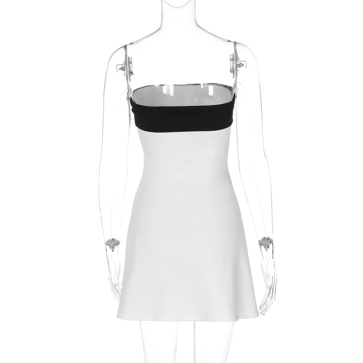 Hugcitar Colorblock Patchwork Bandeau Mini Dress – Sexy Bodycon Summer 2025, Party & Festival