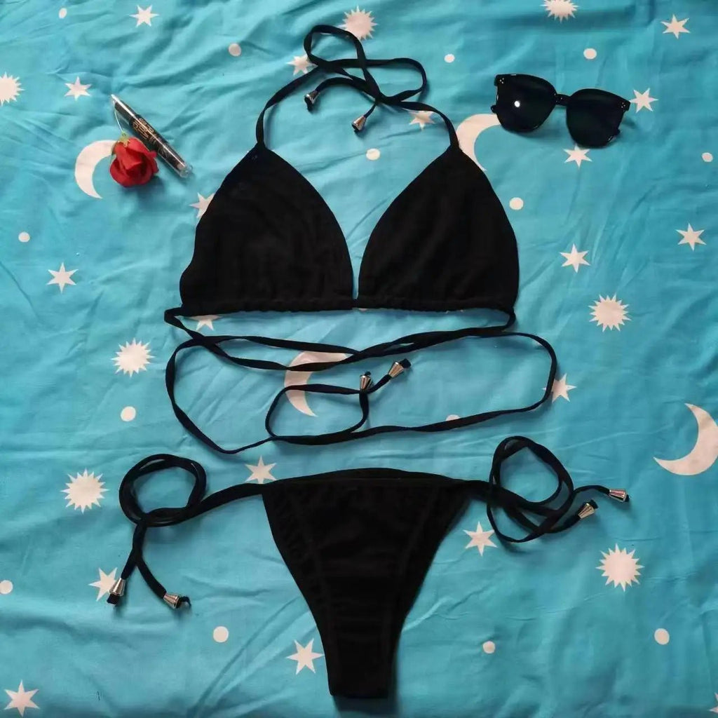 Bikini Femme Deux Pièces – Halter Neck, Taille Haute, Sans Armature | Style Plage Été