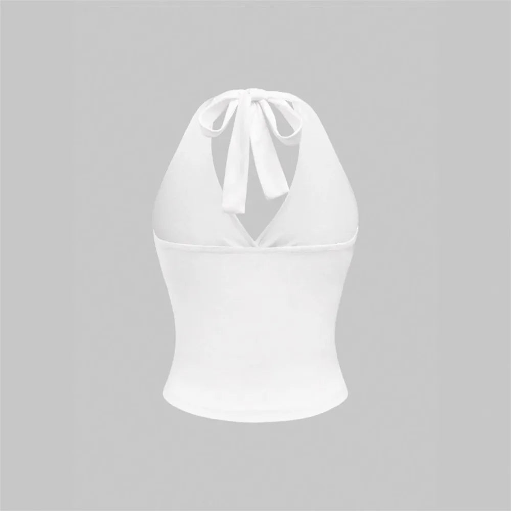 Top sans manches décontracté pour femmes, imprimé léopard rétro, dos nu, col halter, sexy, dos nu, à lacets, Ropa Para Mujer
