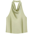 HXAO haut femmes licou Satin haut pour femme dos nu haut Corset gilet jaune rose noir été élégant Sexy hauts débardeur robes