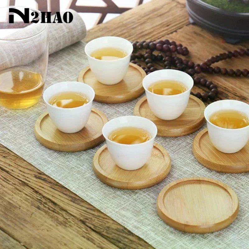 1Pc 6-12cm Bamboo Tray Bonsai Holder Round Plant Stand for Succulent Pot Wood Flower Pot Holder Garden Tools