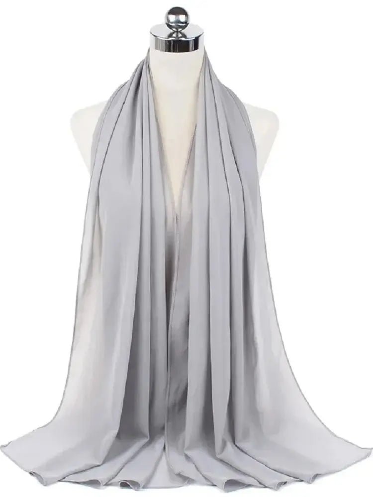 New Fashion Women Solid Chiffon Headscarf Ready To Wear Instant Hijab Scarf Muslim Shawl Islamic Hijabs Arab Wrap Head Scarves