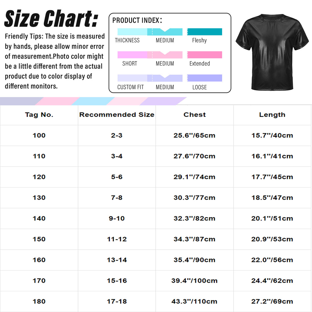 Children T-Shirt Shiny Metallic Short Sleeve Clothes Girl Boys Kids T-Shirt Hip Hop Jazz Dance Costume Top Performance Dancewear
