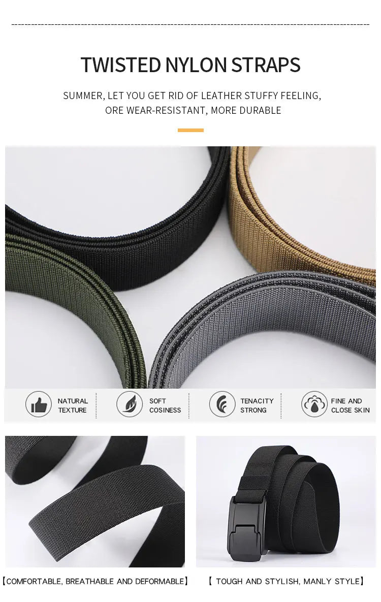 New Stretch Belt For Men and Women Quick Release Buckle Strong Real Nylon Unisex Elastic Belt Overalls Work Belt