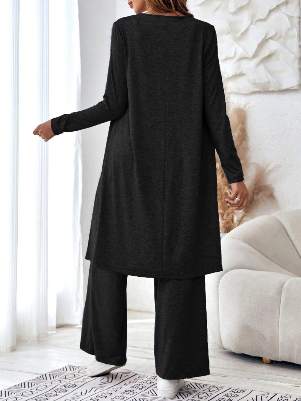 Cardigan ample à col en V et pantalon à jambe droite pour femmes, gilet décontracté, ensemble de 3 pièces, nouvelle mode, automne