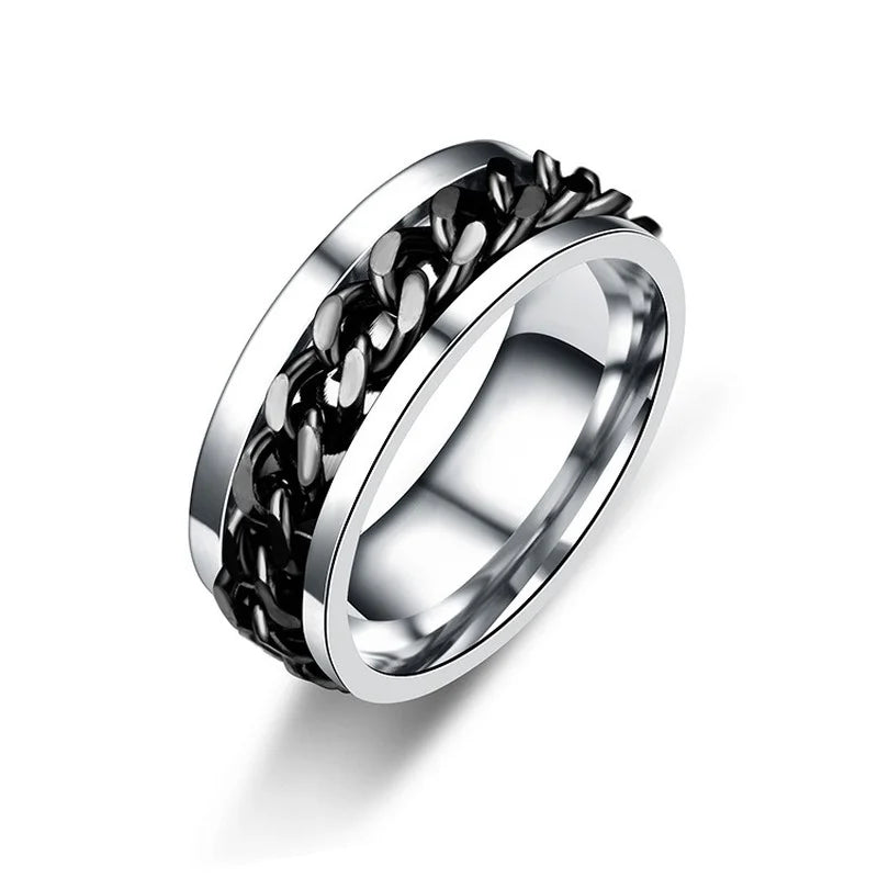 Titanium Steel Rotatable Chain Rings for Women and Men - Spinner Ring, Decompression Multifunctional Chain Ring, Bottle Opener Ring, Gift