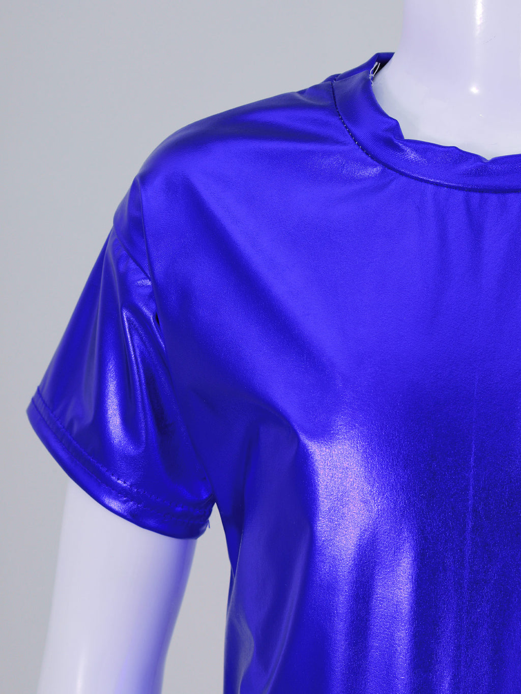 Children T-Shirt Shiny Metallic Short Sleeve Clothes Girl Boys Kids T-Shirt Hip Hop Jazz Dance Costume Top Performance Dancewear