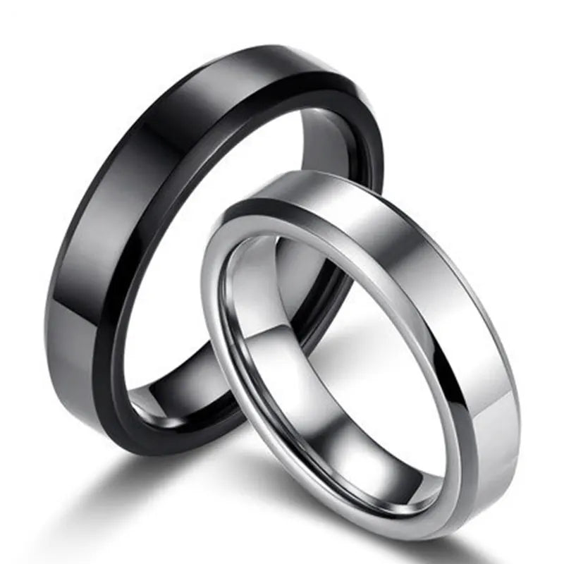 4mm Simple Smooth Women Rings Black Stainless Steel Men Rings Birthday Gifts Rings for men
