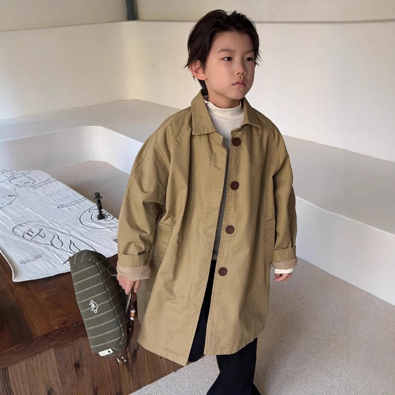 2025 Autumn High-end Children's New Stylish Medium to Long Versatile Windbreaker Jacket