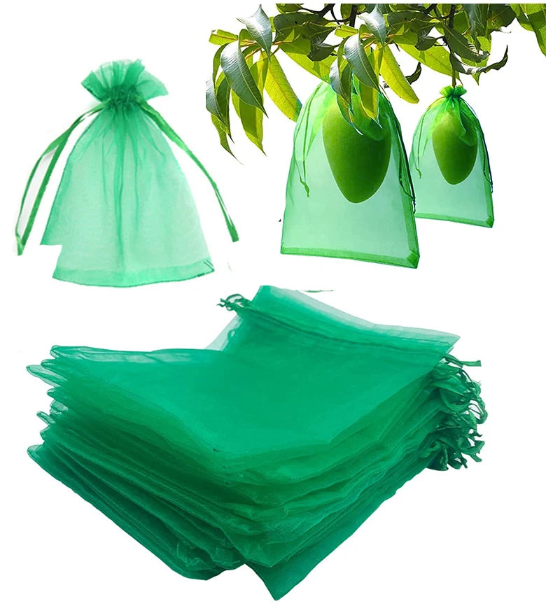 20-100pcs Strawberry Grapes Fruit Grow Bags Netting Mesh Vegetable Plant Protection Bags For Pest Control Anti-Bird Garden Tools